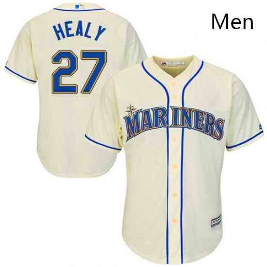 Mens Majestic Seattle Mariners 27 Ryon Healy Replica Cream Alternate Cool Base MLB Jersey